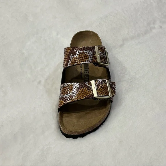 Birkenstock Arizona Sandals Python 2 Straps Brown Microfiber Snake Print Animal - Picture 9 of 15